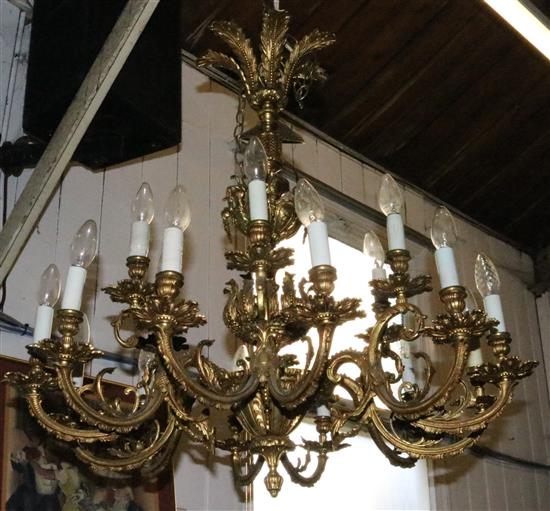 Ornate brass chandelier(-)